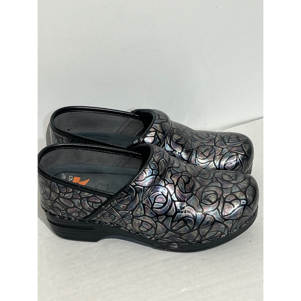Dansko XP Professional Clogs Iridescent Rose Embossed Leather Shoes Womens 38